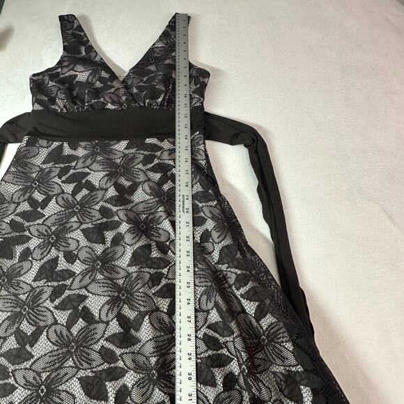 Y2K Studio Y Brown & cream Lace overlay Dress w/tule ruffle bottom Party Formal - Picture 13 of 15